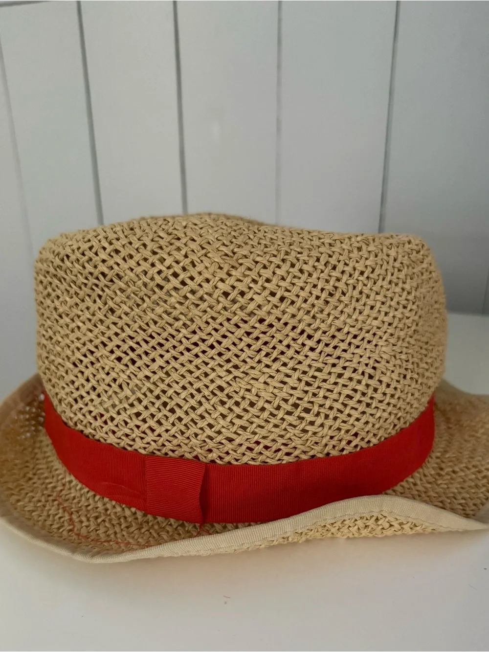 Tory Burch Beach Hat with red/ orange band